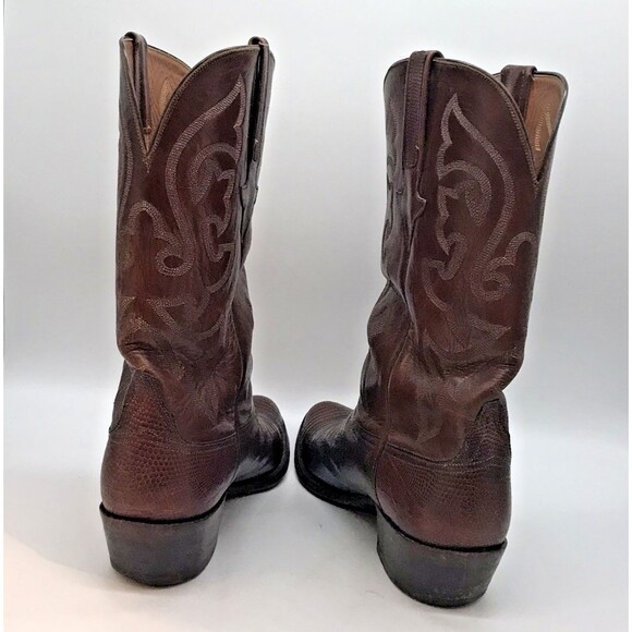 Lucchese Kip Lizard Skin Western Boots Men's 11.5D Brown R Toe Cowboy Footwear - Picture 6 of 13
